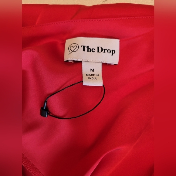 🌹The Drop Ana Silky Red Satin V- Neck Midi Slip Dress Medium, Valentine's Day🌹 - Picture 12 of 14